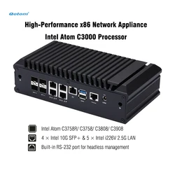 Mini PC Q20300G9 Atom C3000 CPU, 4x 10G SFP+/ 5x 2.5G LAN, 2x DDR4 RAM, 2x NVMe - PfSense/OPNsense Firewall Appliance
