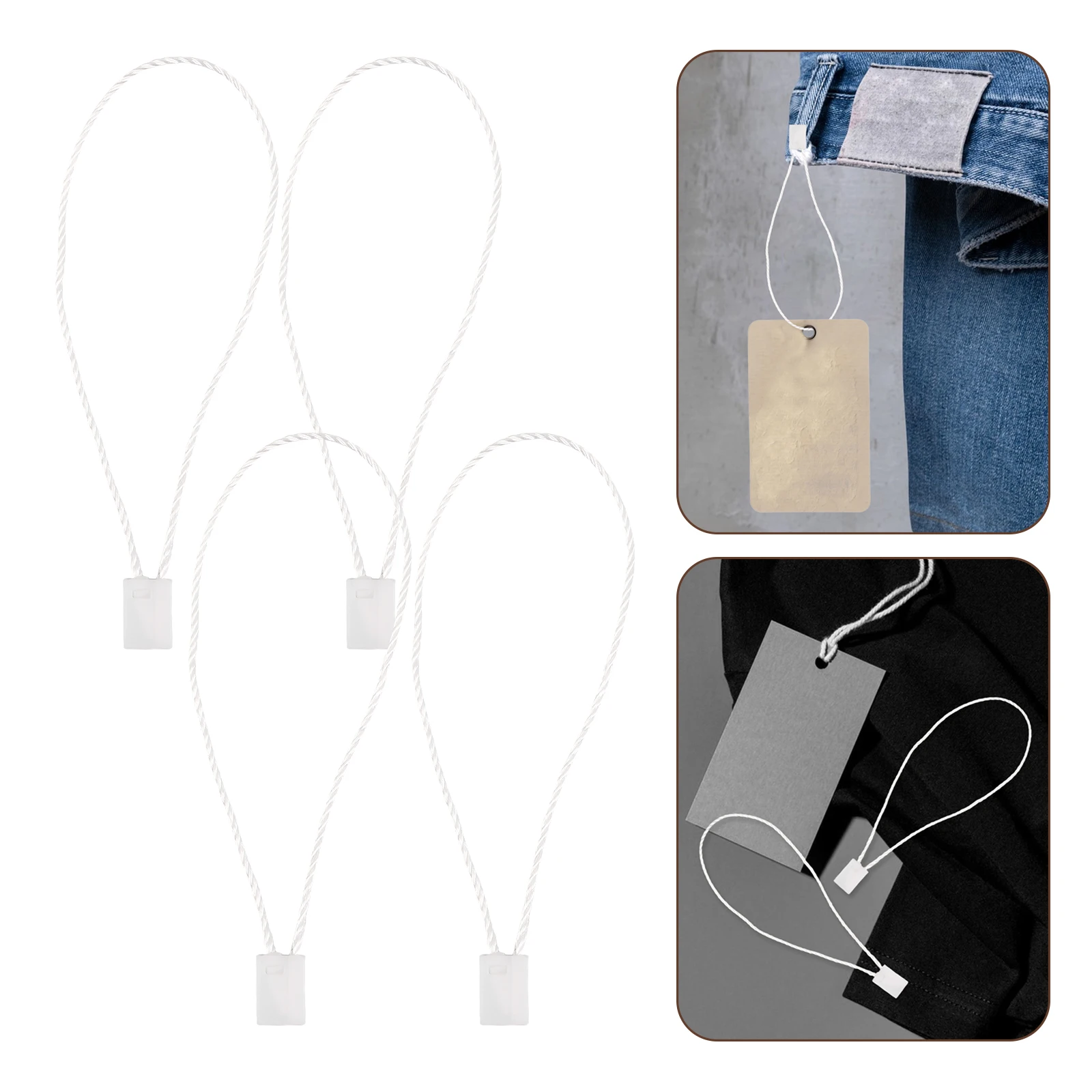 

Durable Plastic Buckle Hang Tag String Universal Label String Elegant Beige Multipurpose Clothes Shoe Bag Tagging Loop Fastener