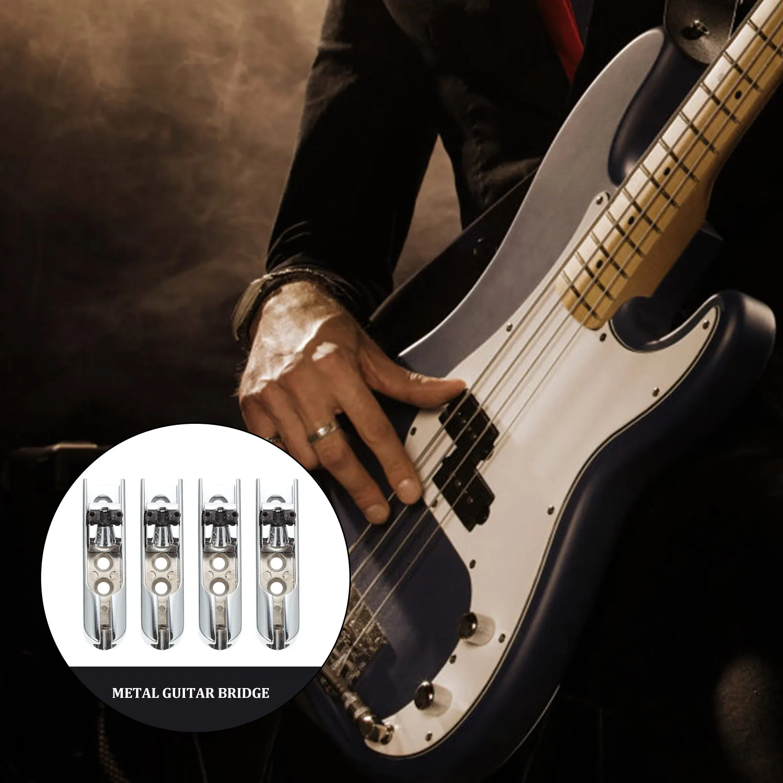 

4 Sets Bass String Bridge Accessories Guitar Bridges and Saddles Ukulele Nut Metal Drill Hexagonal