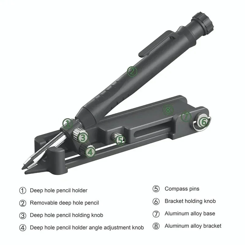 Multifunctional Contour Marking Pen Carpenter Aluminum Alloy Profile Gauge Drawing Measuring Tool Circle