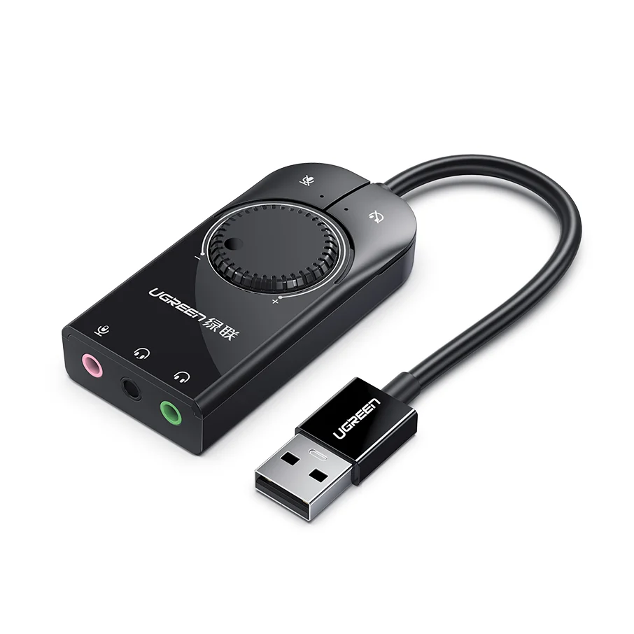 

UGREEN USB Sound Card External Sound Card with Volume Control USB to 3.5mm Jack Audio Adapter for Windows