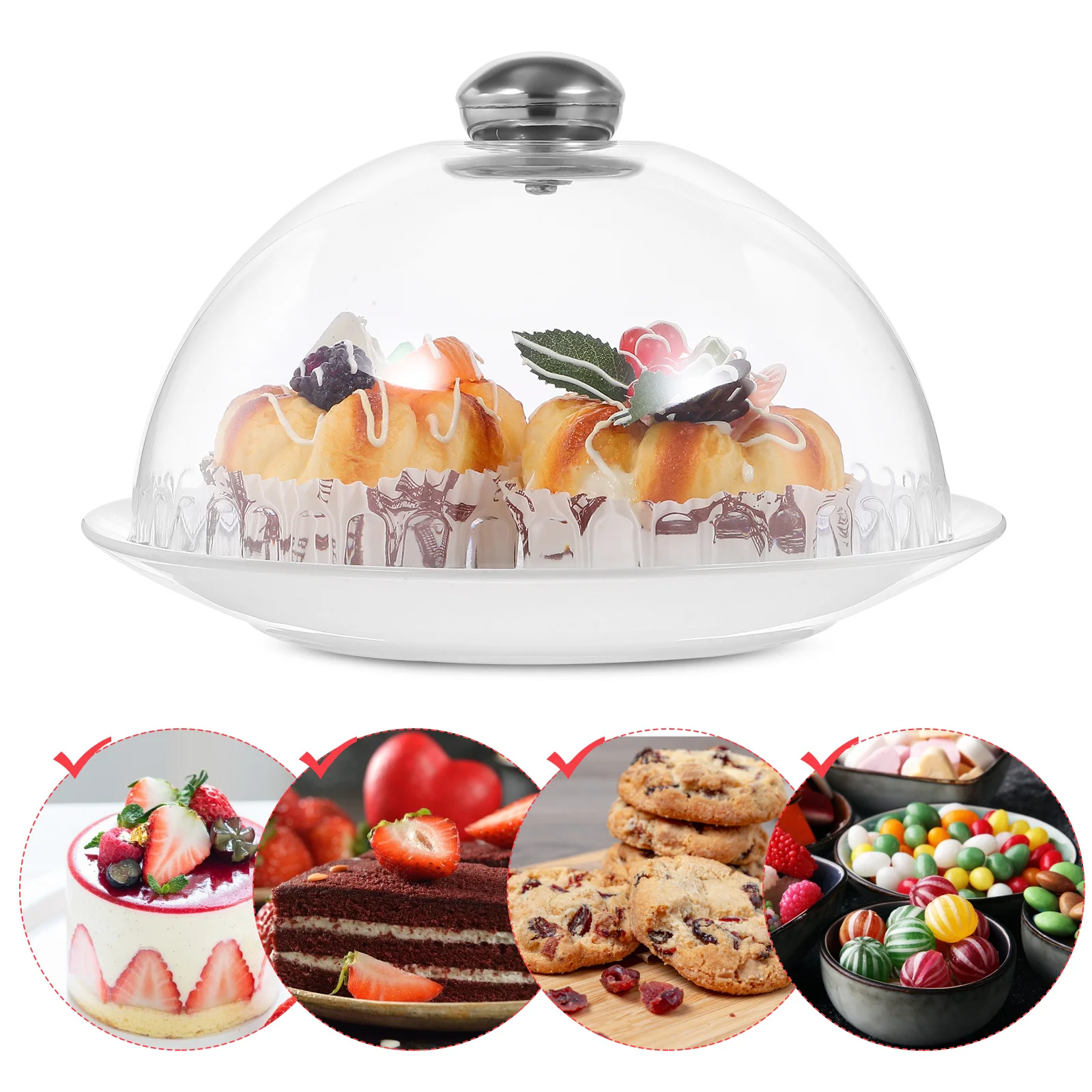 

2Pcs Food Dome Covers Clear Cake Dome Covers Height Enough Food Protectors for Dinner Parties Buffets Snacks Plates