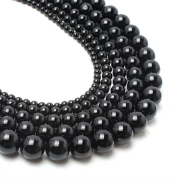 Black Agate Beads 4/6/8/10mm Natural Loose Spacer Bead for Jewelry Making DIY Creative Bracelet Accessories