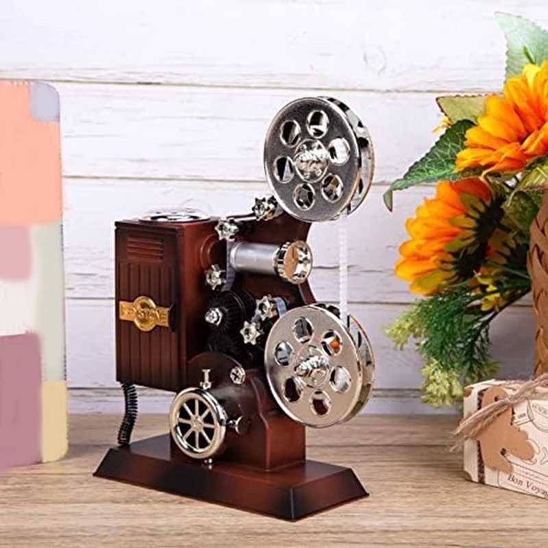 Movie Projector Music Box, Mini Antique Vintage Craft Music Box Plays Tune For Birthday Home/Office/Study Room Décor Easy To Use