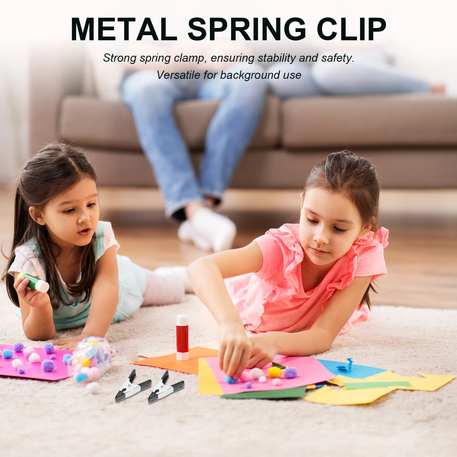 

20pcs Spring Clamps 2 Inch Mini Metal A Shape Heavy Duty Black Zinc Coated Plastic Covered Background Stand Clamping Tools