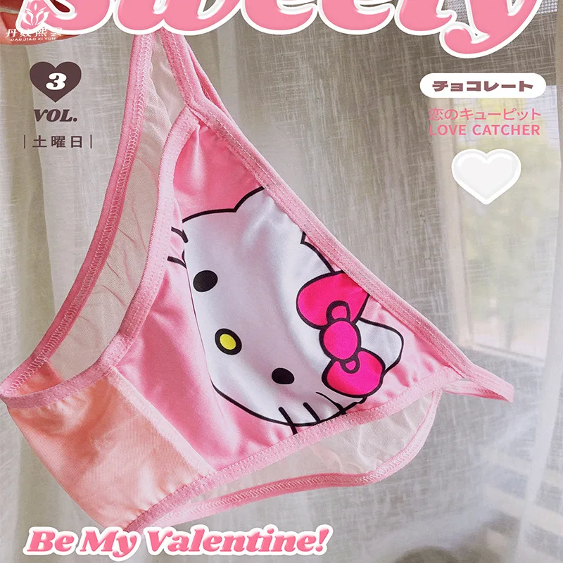 

Sanrio Hellokitty Women's Underwear Sexy G-string Anime Thin Cotton Panties Collection Underwear Kawaii Girl Breathable Briefs