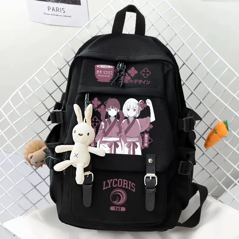 Anime Lycoris Recoil Backpack Student School Book Bag Cartoon Travel Shoulder Bags For Teenagers Boys Girls