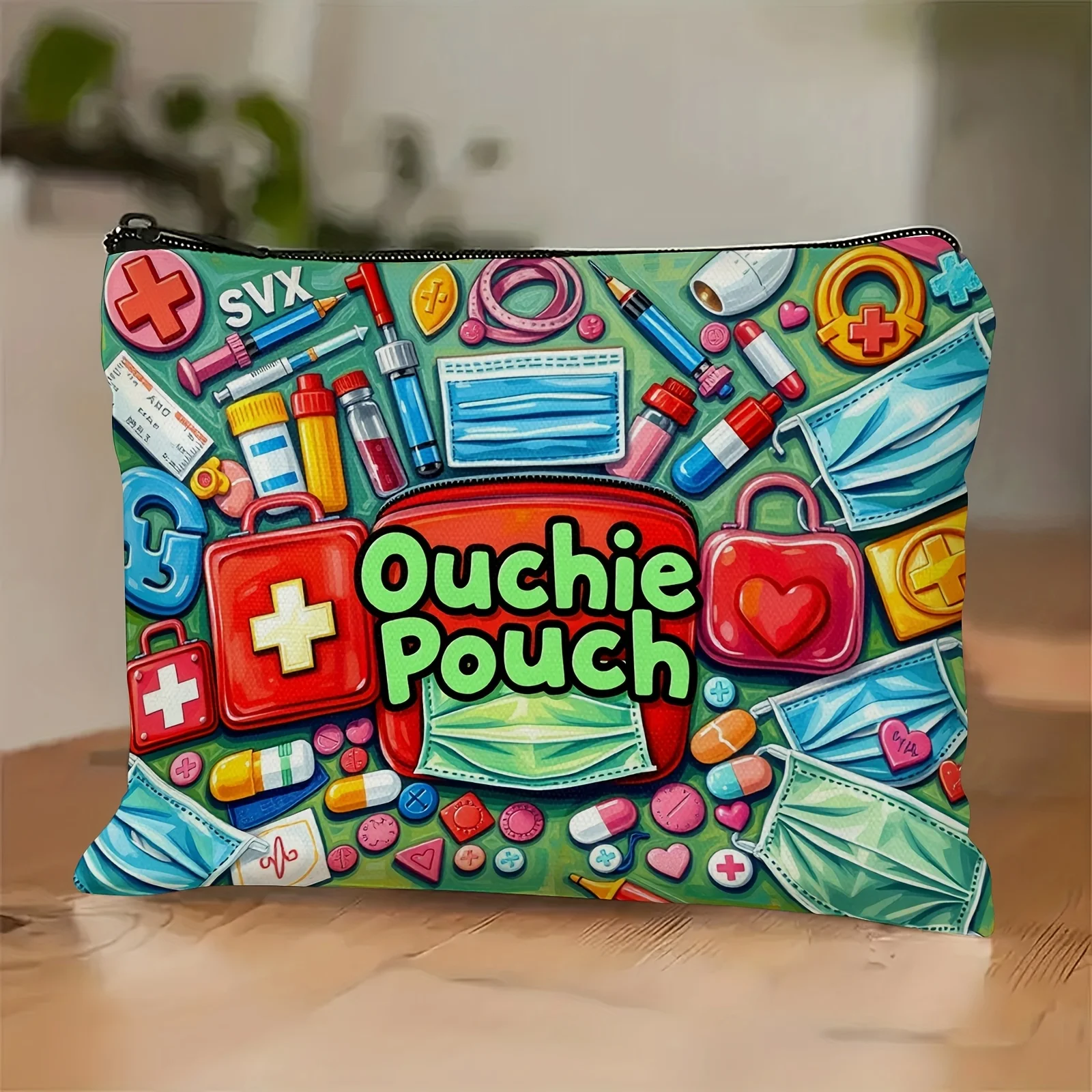 A Fashion Colorful Ouchie Makeup Bag - Cute Multi-functional Zipper Pouch for Women, Jewelry Storage Bag