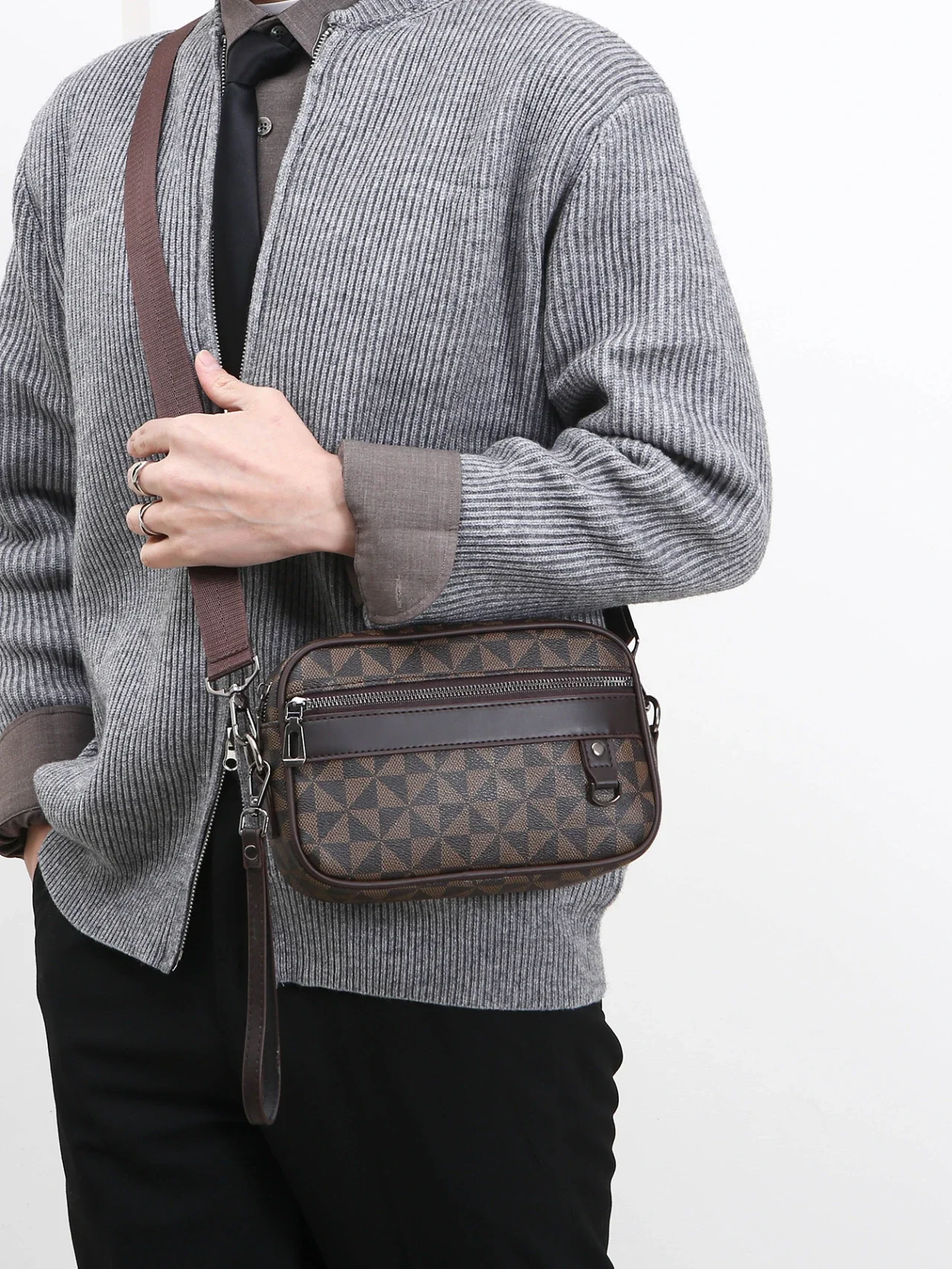 Square Crossbody Bag Business Handbag Clutches Wallet Business Men Bags Fashionable Men\'s Satchel Shoulder Bag