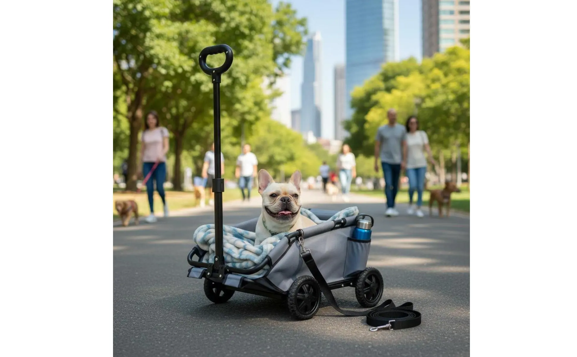 Lightweight Pet Pull Wagon Portable Foldable Pet Trolley 4-Wheel Dog Wagon Adjustable Handle Foldable Dog Carrier for Trip