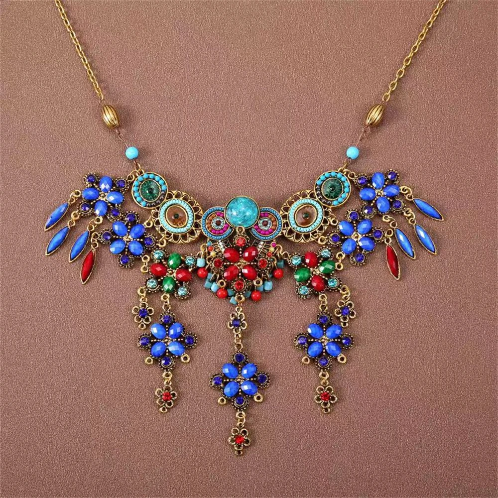 Vintage Ethnic Head Chains Hanfu Hair Accessories Colorful Bead Headddress Gypsy Tribal Afghan Dress Headpiece Indian Jewelry