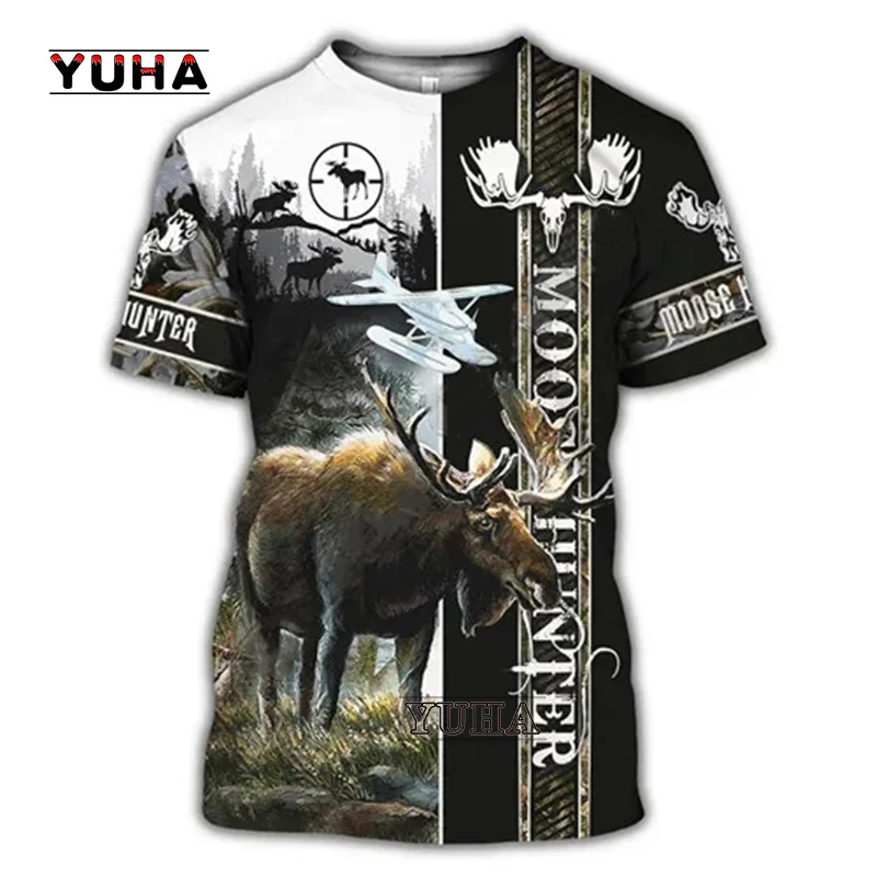 Hunting Animals Deer Bow Hunting Hunter Camo suit Harajuku New Fashion 3DPrint Unisex Shorts Sleeves T-shirts Men/Women