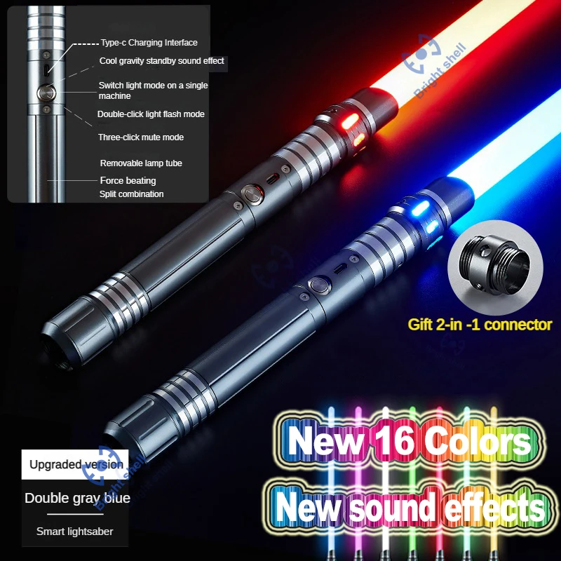 Metalen Lightsaber Laser Zwaard Speelgoed RGB Light Sabre 7 Kleurverandering Kids Soundfonts Force FX FOC Blaster Speelgoed Jedi Laser Zwaard Gift