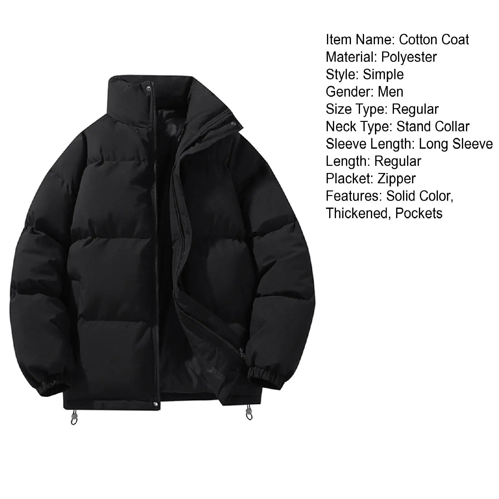 الرجال سميكة الشتاء الأسود سترات معطف دافئ غير رسمي بلون القطن مبطن معاطف موضة أبلى الرجال سترات كبيرة الحجم 2024 M-3XL #5