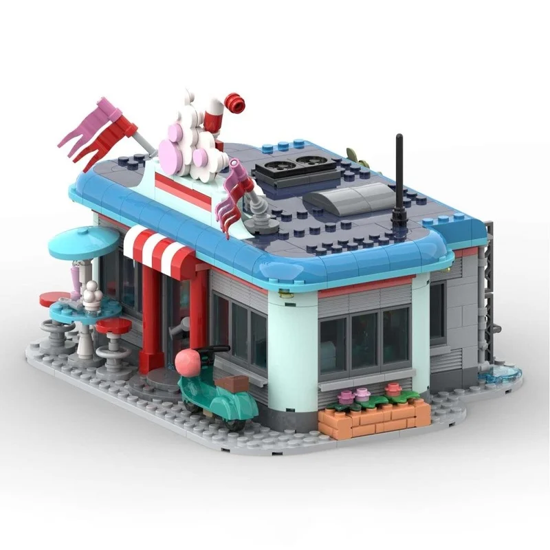 810 pçs moc milkshake bar cityed modelo blocos de construção construção diy brinquedo idéia educação tijolo crianças presentes natal aniversário