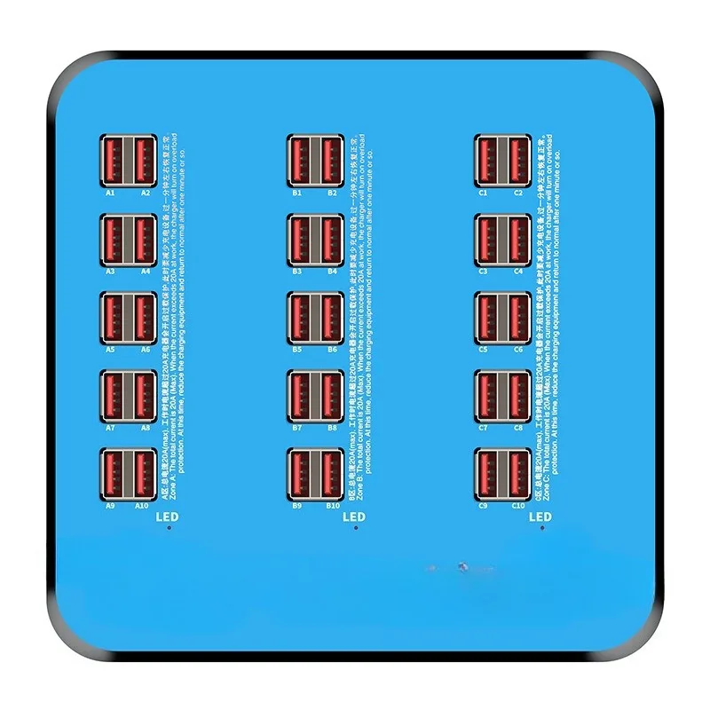 30-Port USB charger 300W high-power 2A intelligent fan cooling system