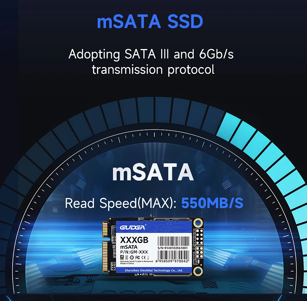 GUAGA MSATA SSD 64GB 128GB 256GB SSD 6Gb/s MSATA 512GB Internal Solid Hard Drives SATAIII Hard Disk SSD For HP Laptop Desktop