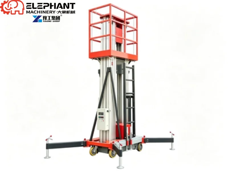 Aluminum Mast Man Lift Single Mast Hydraulic Lifting Platform 10m Height 250kg Electric Lift For Air Conditioner Installation