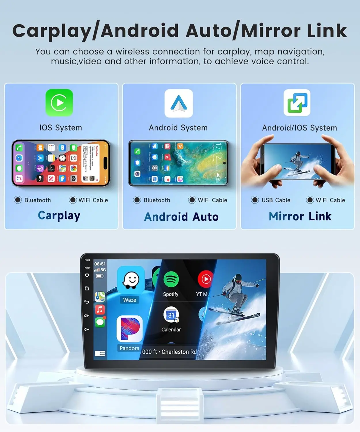 راديو عالمي للوسائط المتعددة للسيارة Android15 لسيارة Volkswagen Nissan Hyundai Kia Toyota Honda Peugeot benz BMW Audi Fiat Jeep Qualcomm