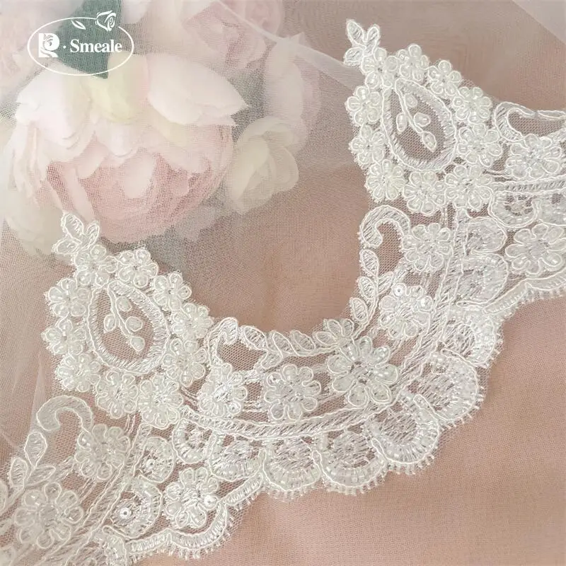 3-10Yards,Ivory White Beading Wedding Dress Lace Trim, DIY Craft Materials, Clothing Accessories,  RS93