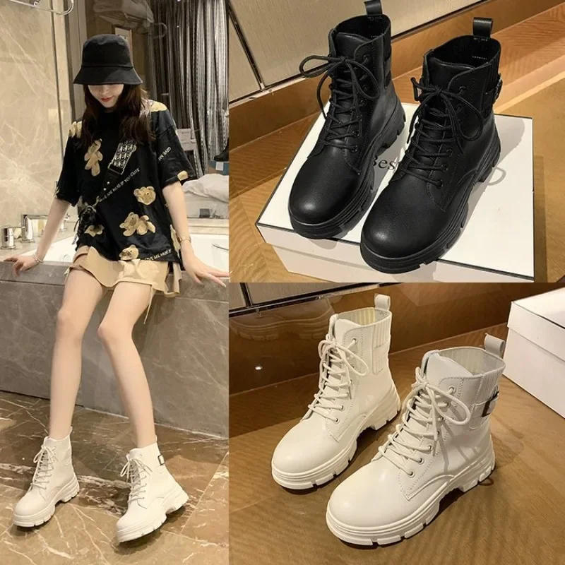 Winter Woman Sexy Senior Leather Boots Designer Hot Sale Warm Comforts Platform Combat Boot Outdoor Cowboy Lace-up Casual Shoes