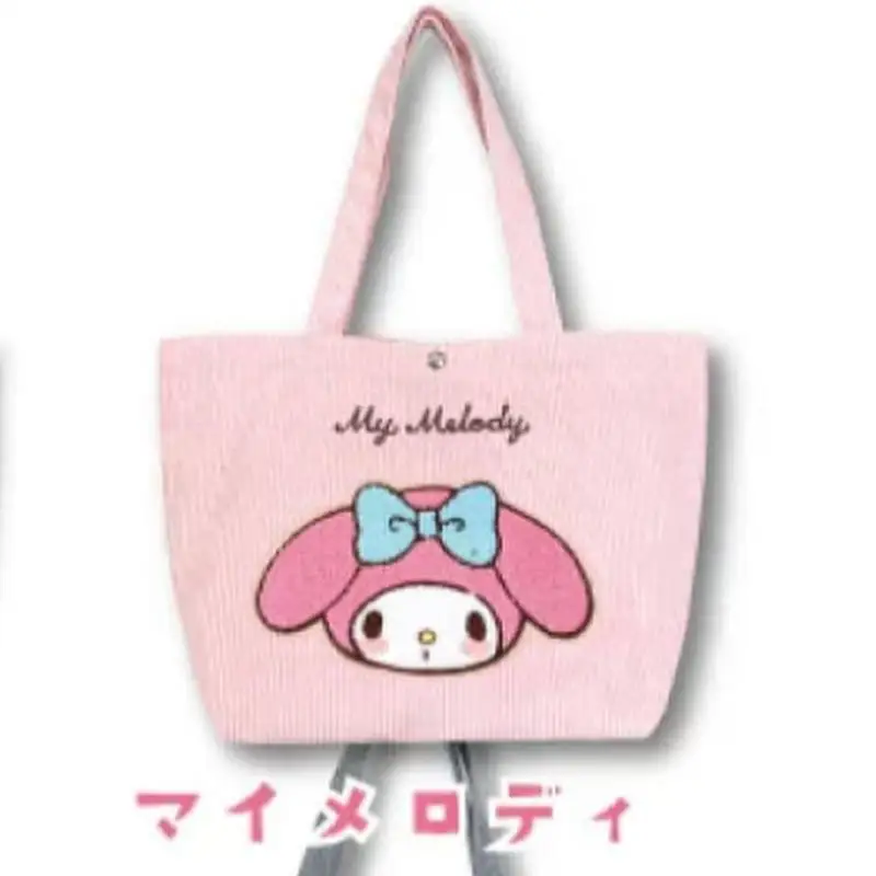 Hello Kitty Knit Printing Corduroy Bag Kawaii Sanrio Handbag Anime Kuromi Cinnamoroll My Melody Cartoon Satchel Girl Gift