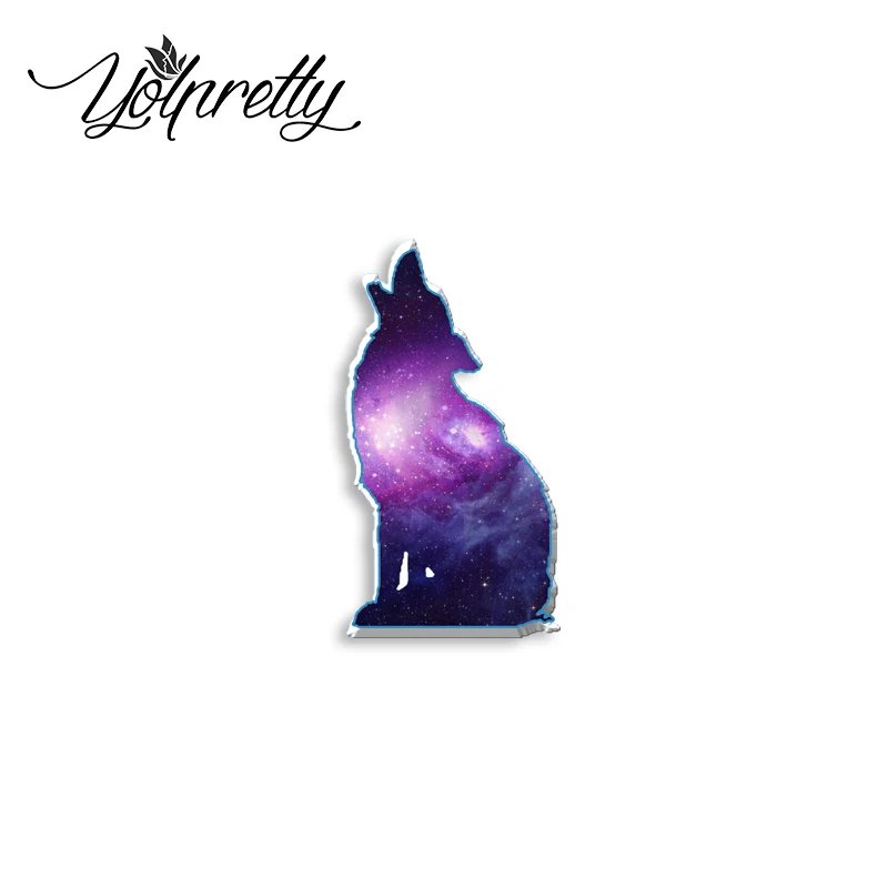 2023 New Arrival Fashion Galaxy Forest Purple Wolf and Moon Handcraft Acrylic Epoxy Badge Pin Lapel Pins