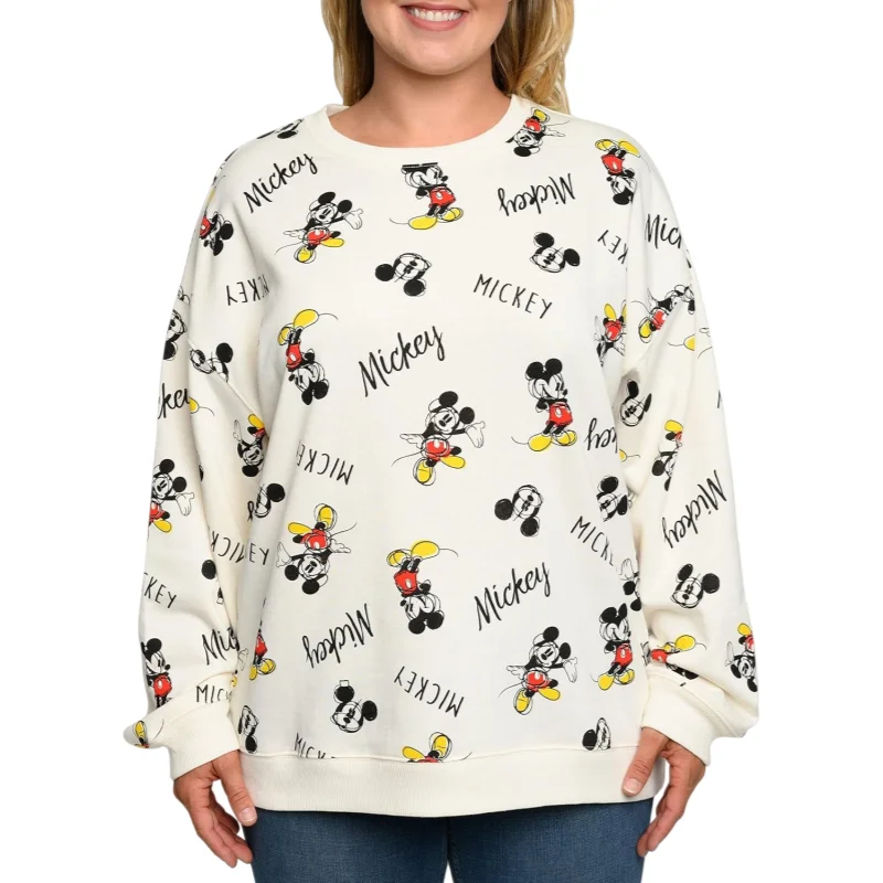 

Толстовка с круглым вырезом Disney Happy Mickey Mouse с принтом для мальчиков и девочек, мягкая, удобная, стильная, свободного кроя, большие размеры, осень-зима