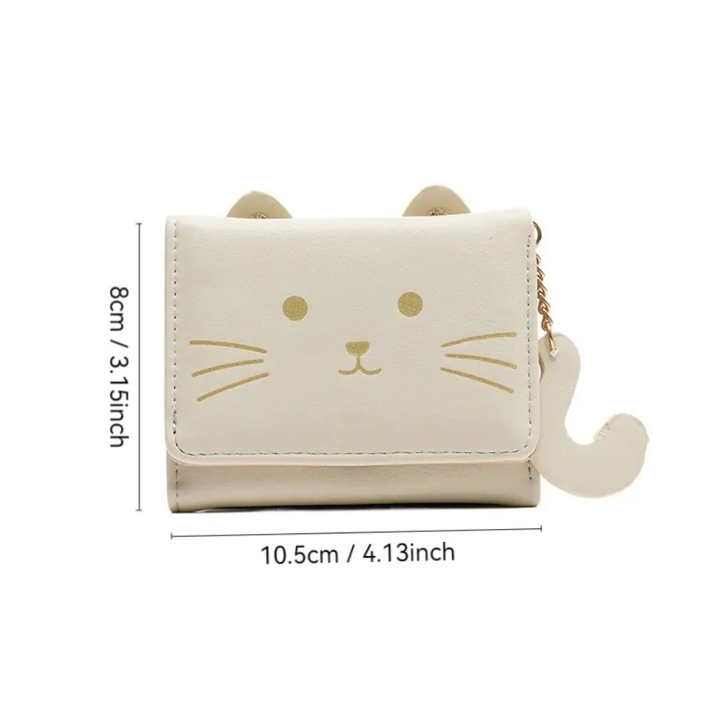 Portable Cartoon Wallet Cat Shape Mini ID Card Holder Kawaii PU Leather Money Bag