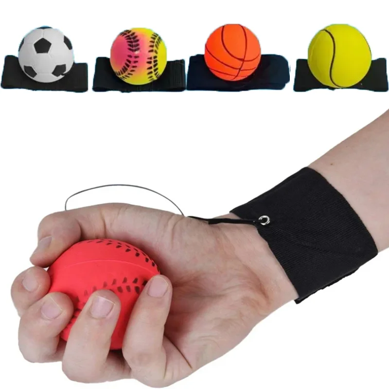 Pelota de goma de esponja de piezas para niños, juguete de práctica de rebote elástico, cuerda de nailon para deportes al aire libre, 1 ud.