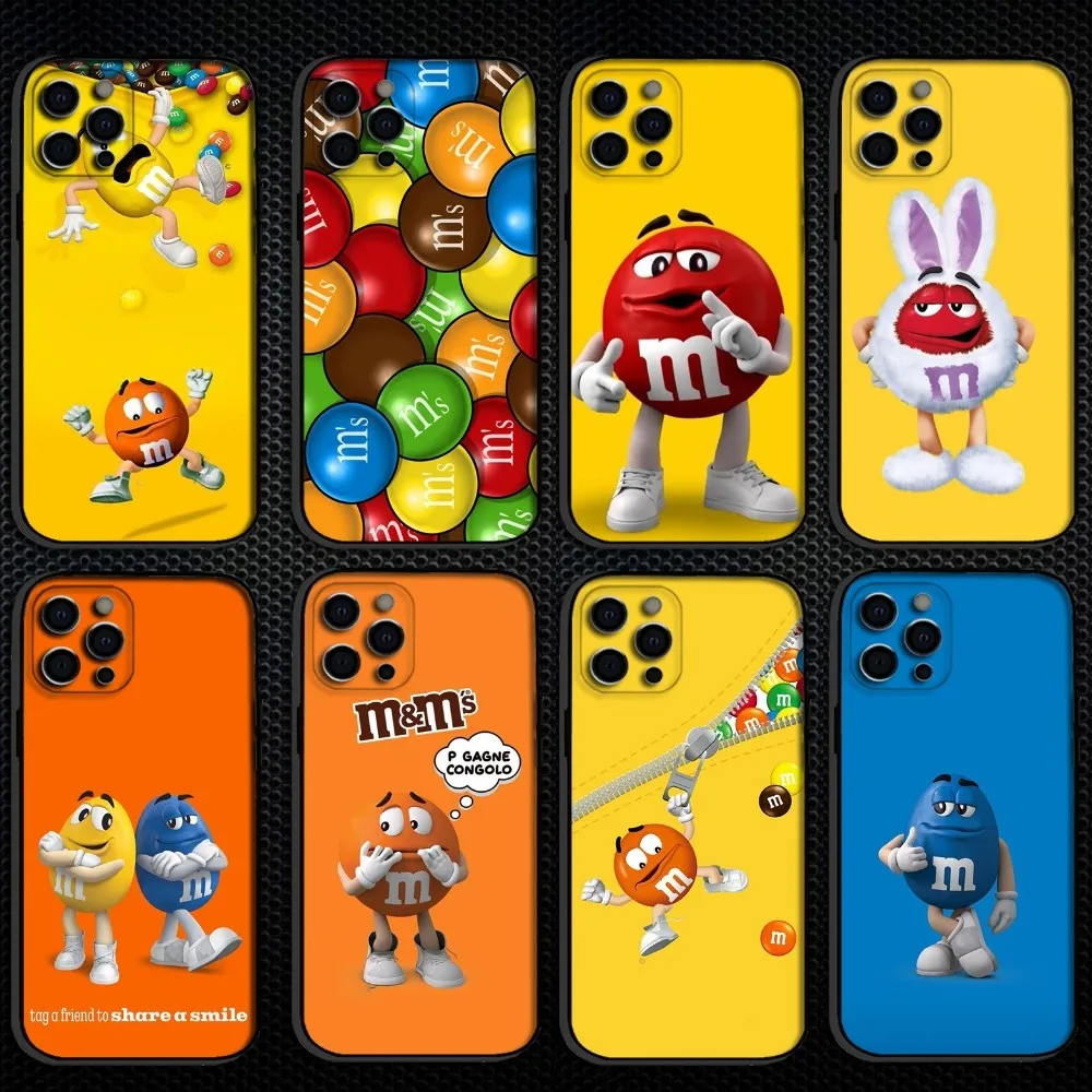

M-M&Ms-s Milk Chocolate Phone Case For iPhone 16,15,14,13,12,11 Plus,Pro Max, Soft Silicone Black Cover