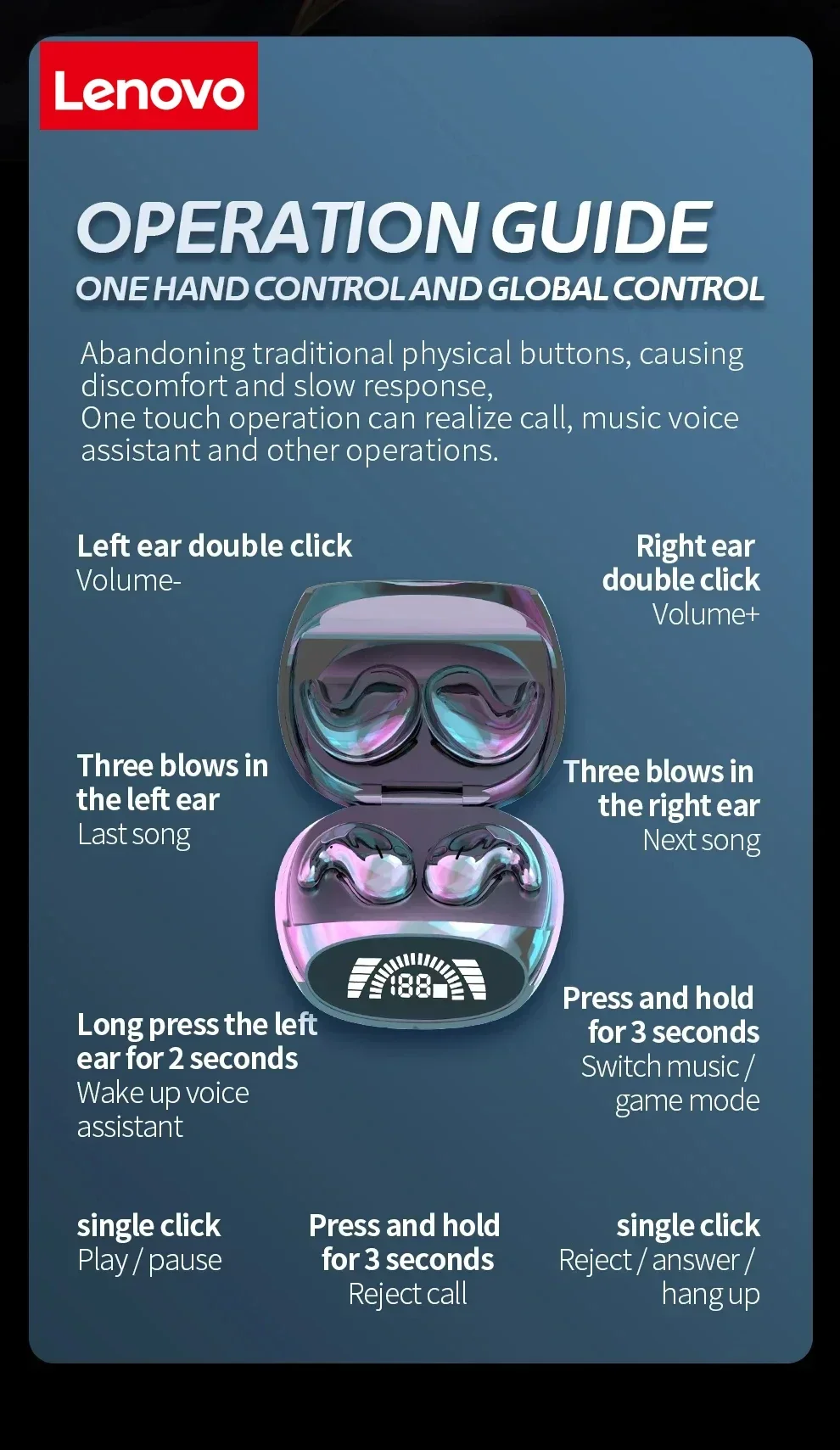 Lenovo Kabellose Sport-Bluetooth-Kopfhörer Ultradünne TWS Dual-Ear Sleep-in-Ear Mini Schmerzfreie Anruf-Geräuschunterdrückung Kopfhörer – Detail 6