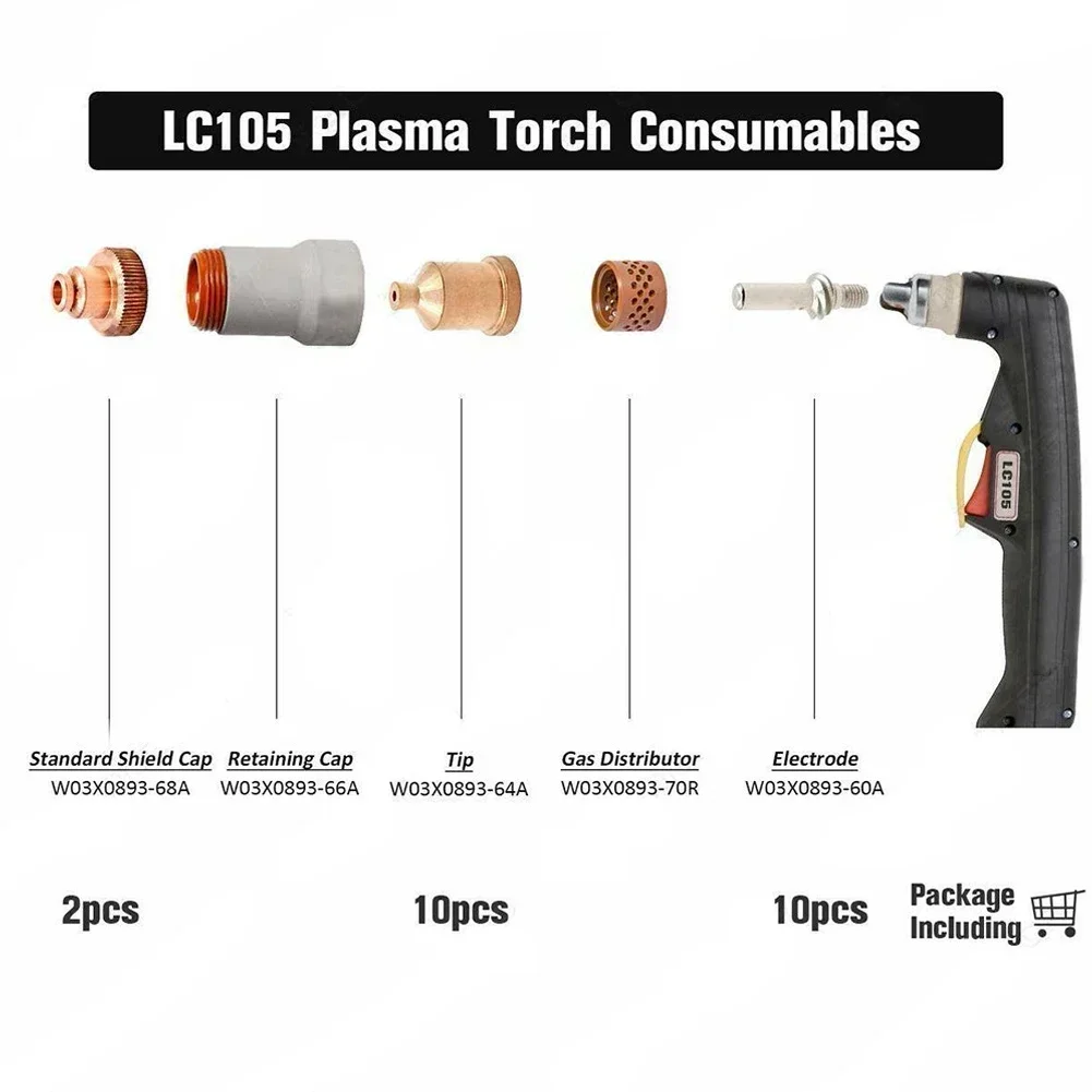22pcs KP2845-8 KP2845-1 Plasma 1.7mm Tips KP2845-3 For LC105 For Tomahawk 1538 Plasma Cutting Torch Accessories ﻿