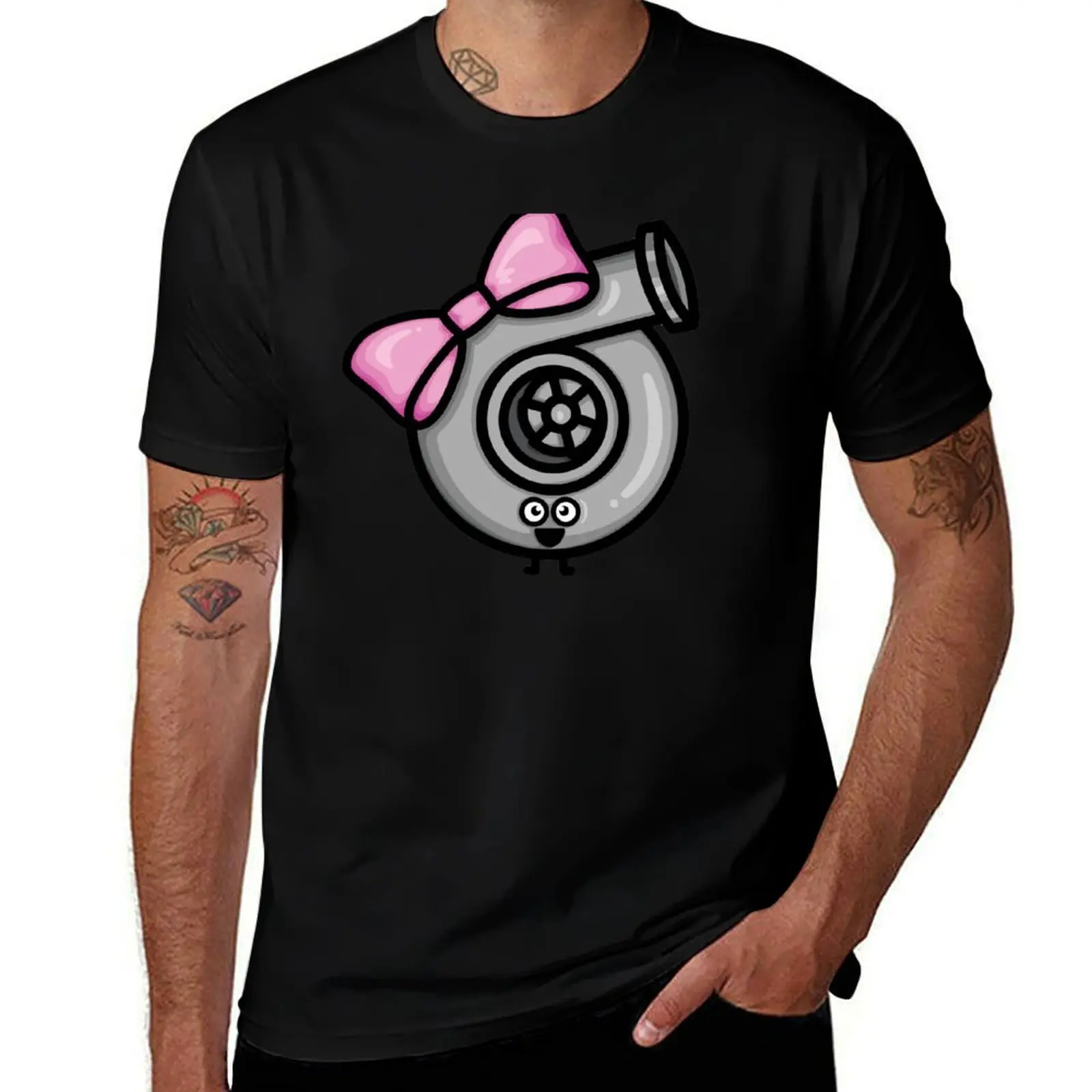 Cutest Turbo - Pink Bow T-Shirt Casual Minimalist Short Sleeve Top