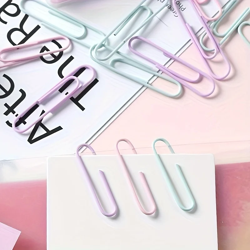 50pcs Pastel Colored Paper Clips Assorted Macaron Metal Clips for Office School Journaling Scrapbooking Document Organization