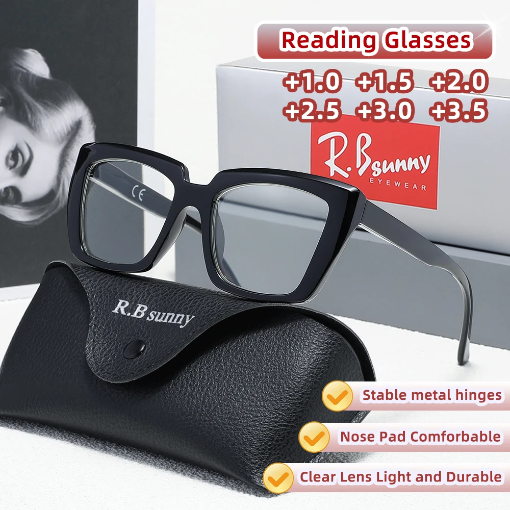 

Модные очки для чтения в большой оправе для мужчин и женщин, очки для чтения при пресбиопии для пожилых людей + 1,0 + 1,5 + 2,0 + 2,5 + 3,0 + 3,5