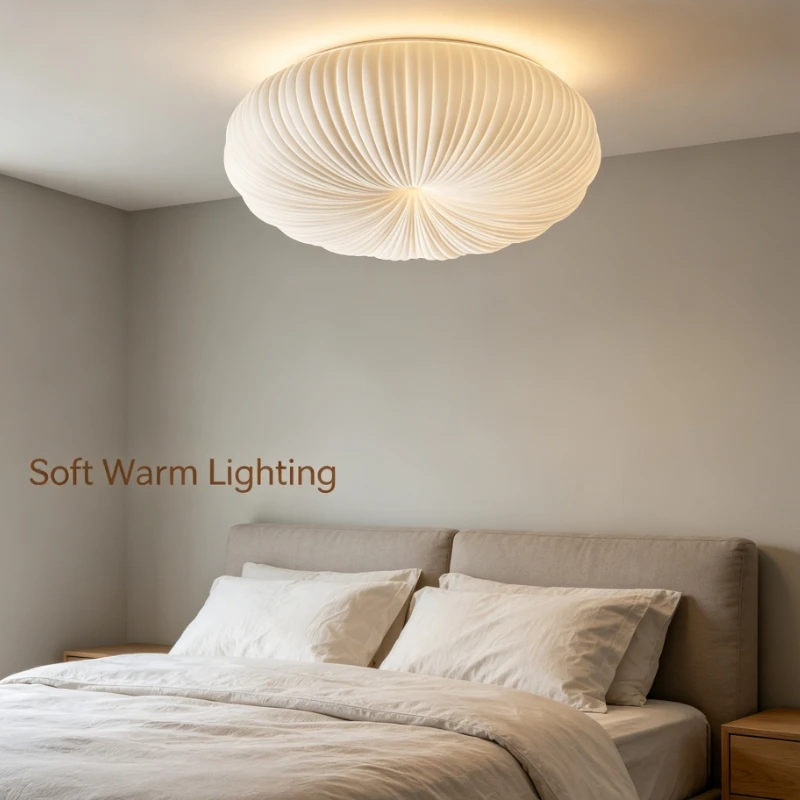 Pumpkin Shaped Ceiling Lamp In Cream White Acrylic For Living Room Dining Area Soft Diffused Glow