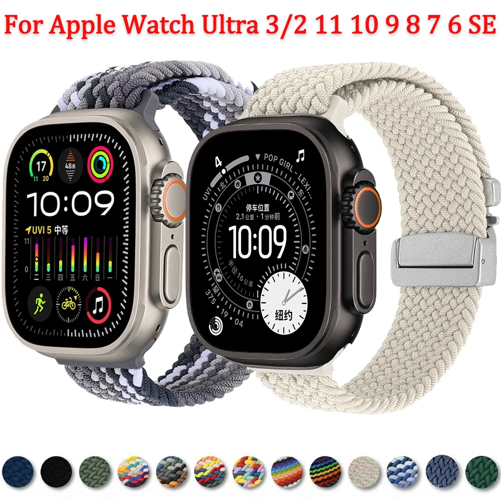 

Parachute Nylon Strap for Apple Watch 11 10 46mm 42mm/Ultra 2 3 49mm Bracelet iWatch series 9 8 7 6 5 SE 45mm 44mm 41 40mm Band