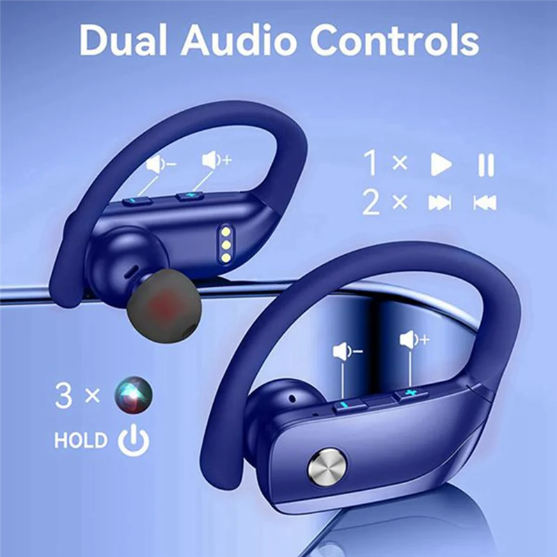 A57G-سماعات أذن لاسلكية سماعات ستيريو بلوتوث 5.0 سماعات رياضية مقاومة للماء Hifi ميكروفون مدمج للتمرين - أسود