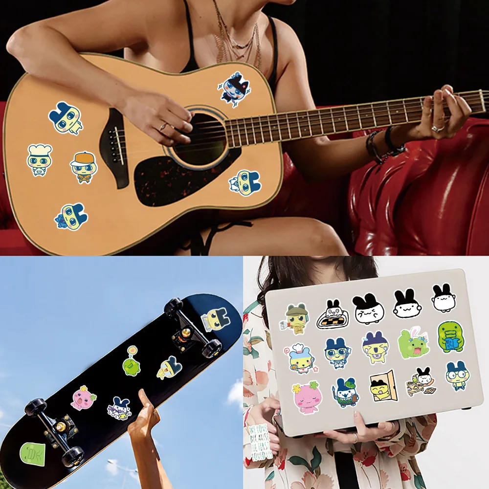 60 pçs tamagotchi adesivos momametchi diy adesivos scrapbooking telefone bagagem skate decalques à prova dwaterproof água