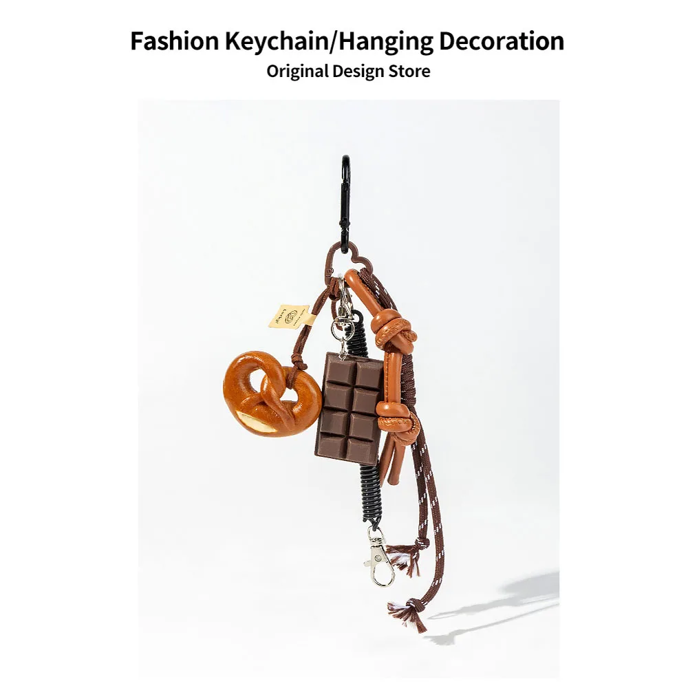 Braided Rope Bag Pendant High-grade Keychain Pendant Cute Alkaline Water Bread Ins Bag Pendant Chocolate Pendant