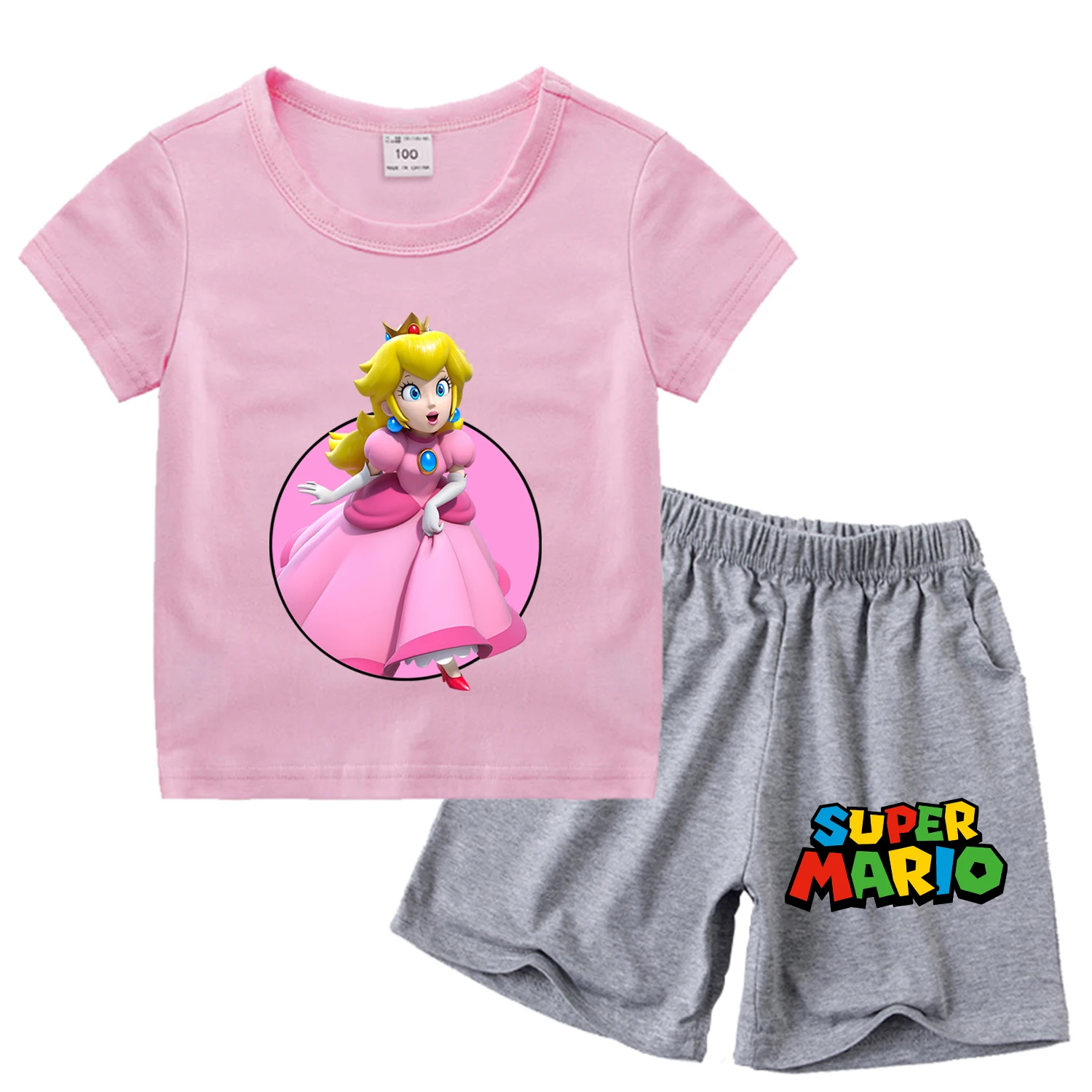 Super mario bros nova camiseta terno crianças verão algodão topos + shorts calças conjunto bonito dos desenhos animados pijamas casa usar roupas crianças presente