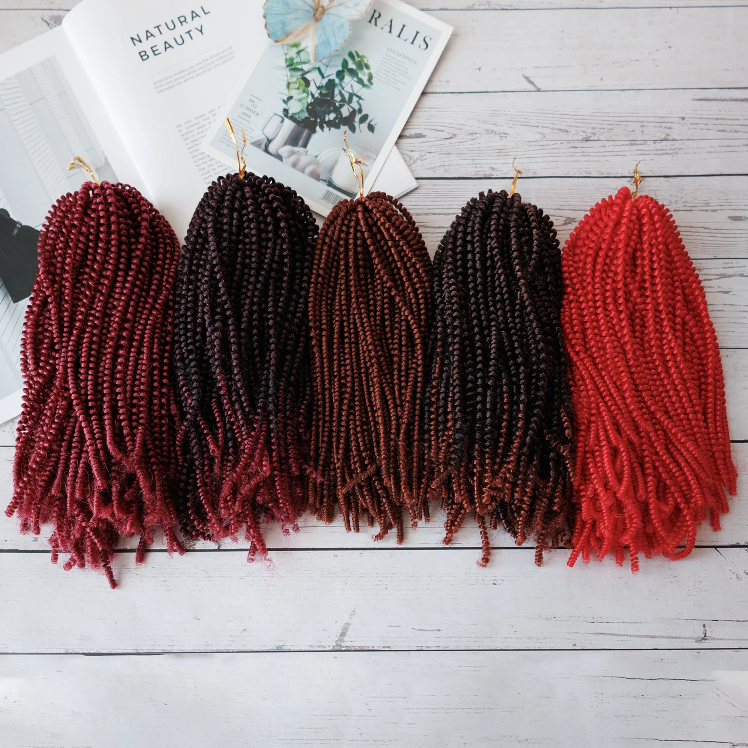 Synthetic Pre-stretched Afro Ez Twist Braid Spring Kinky Twist Hair Extensions Crochet Butterfly Locks Passion Twist
