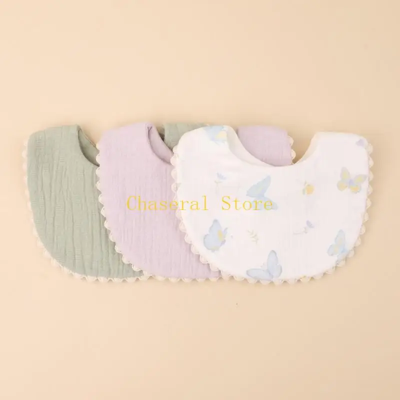 E7CE 3PCS Baby Bib Soft & Breathable Cotton Bandana Scarf Enfant bavage Bib Burping Tissu pour les garçons les filles