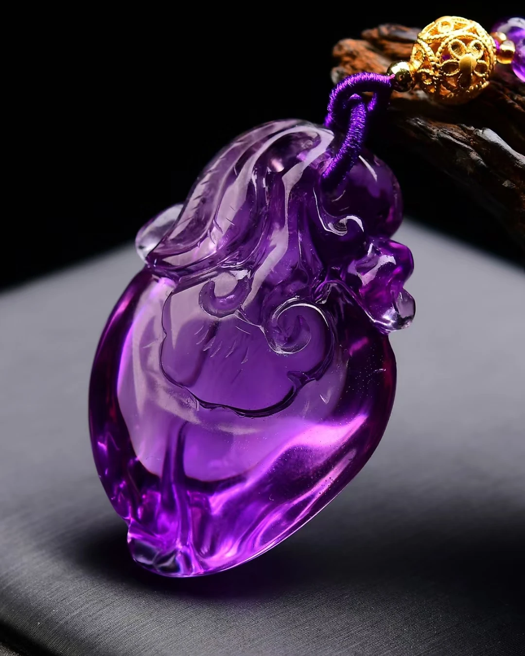 Natural Purple Amethyst Quartz Pendant Women Men Peach 44*29*18mm Amethyst Fashion Necklace Jewelry AAAAA