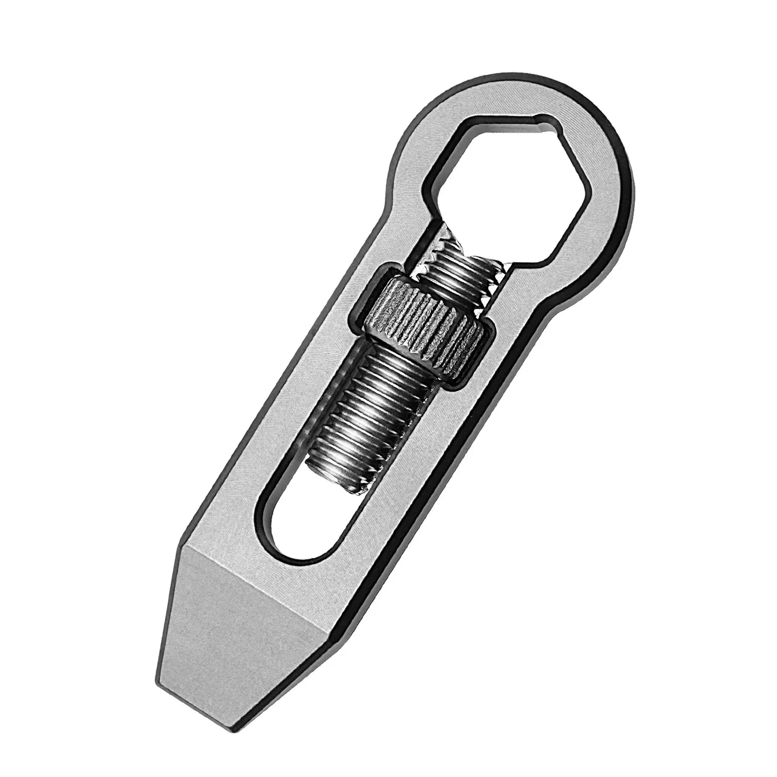 

Grey Mini Titanium Alloy Multi-functional Activity Wrench Key Chain For On Go Tasks Allowing