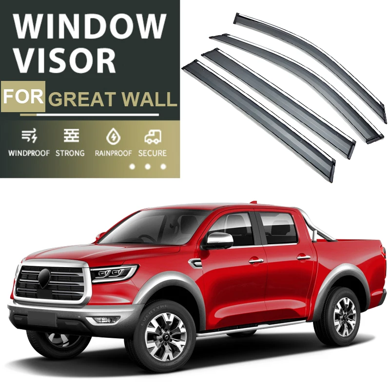 4pcs PC Car Window Visor For Great Wall KINGKONG POER DARGO JOLION RAPTOR F7 F7X H6 M6 H5 H9 H6S 2019-2025 Waterproof Protect