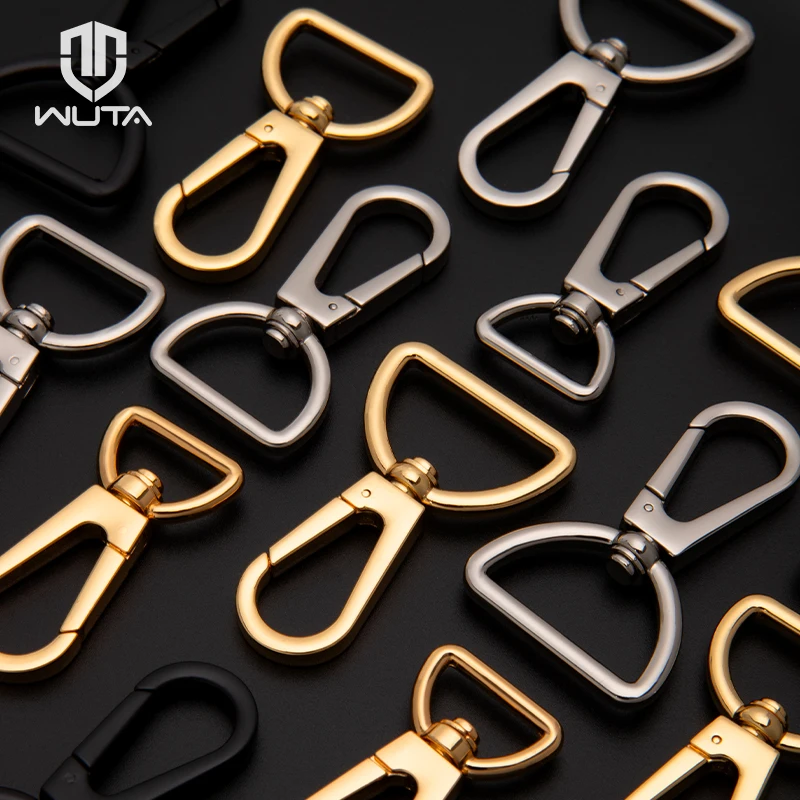 WUTA 1pcs Leather Snap Hook Swivel Clips Metal Buckle Strap Lobster Clasps Push Gate Handbags Hardware Purse Making Accessories