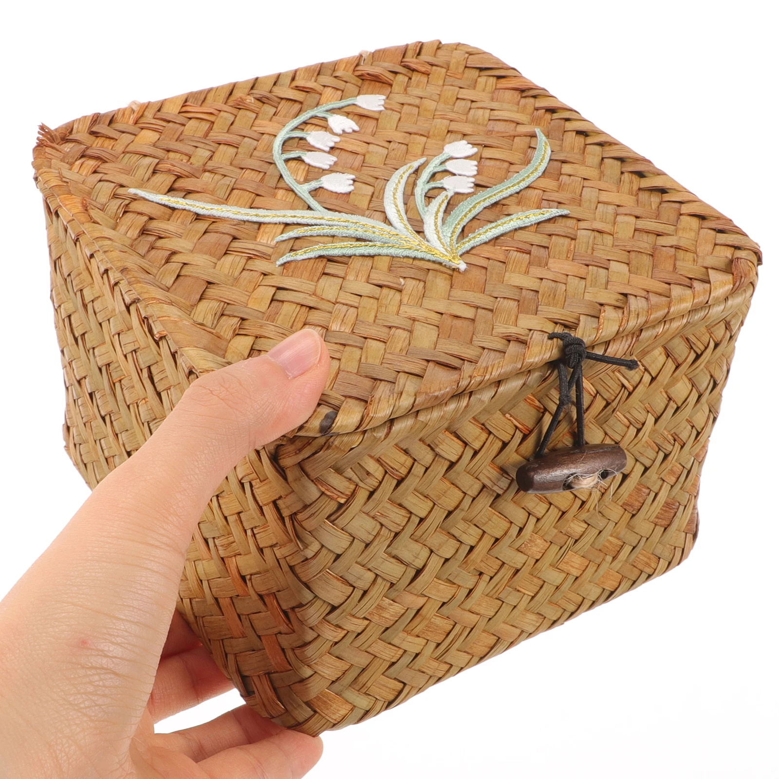 

Lily of The Valley Woven Basket 14x14x9cm Sewing ganizer H made Storage Baskets Vintage Decorative Home Needlework Accessories