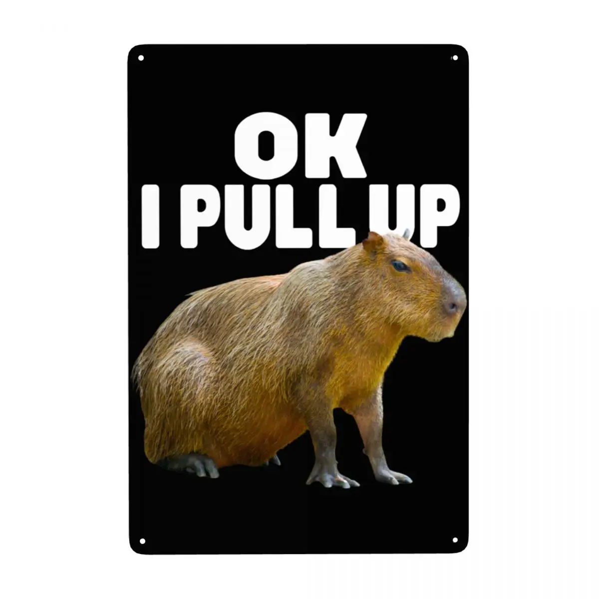 Retro Ok Saya Pull Up Capybara Metal Sign Custom Animal Pet Tin Plaques Bar Cafe Restaurant Wall Decor 12x8inch